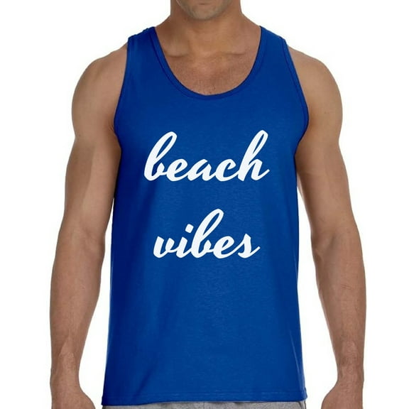 Beach Vibes White Hot Summer Party Tank Top for Men - S M L XL 2XL Graphic Tee - Vacation Outfit Tee Top Gift