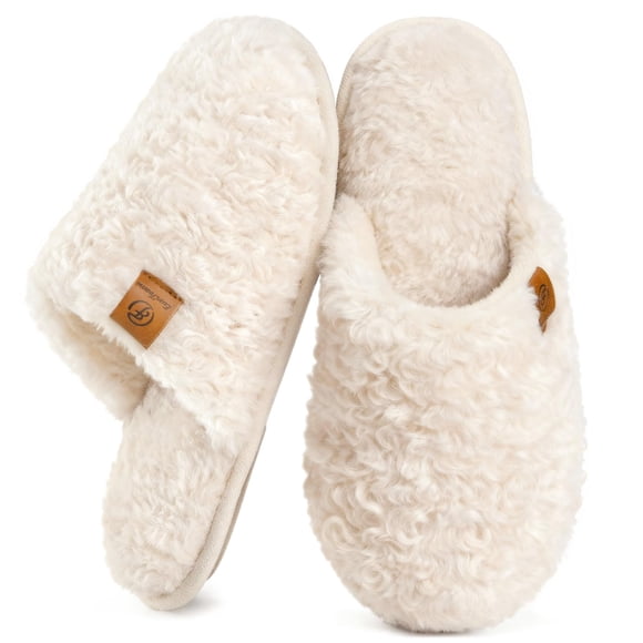Slippers EverFoams Women's Fuzzy Slip-on Warm Memory Foam