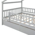 thumbnail image 5 of Bellemave Full Size House Bed with Storage Drawers Playhouse Platform Bed Wooden House-shaped Bed Frame with Fence Guardrail and Roof (Full size, Gray), 5 of 11