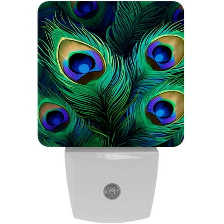 

Peacock Feather Art Pattern LED Night Lights Dusk To Dawn Smart Sensor 0.5W Plug-In Night Lights Lamp For Bedroom Bathroom Kitchen Hallway Stairs 2Pack