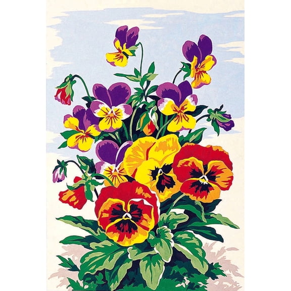 Needlepoint canvas for halfstitch without yarn Canvas Pansies SEU928.224 Seg De Paris Printed Tapestry Canvas