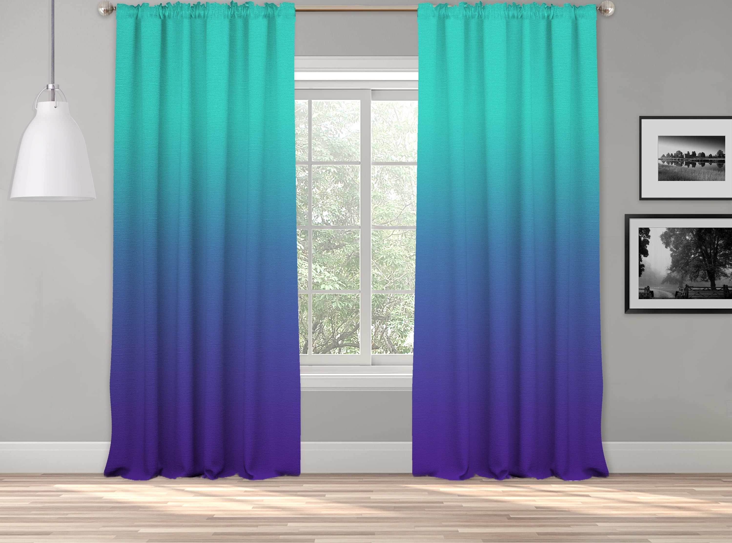 3S Brother's Ombre Gradient Window Curtains Extra Long Dip Dye Curtain