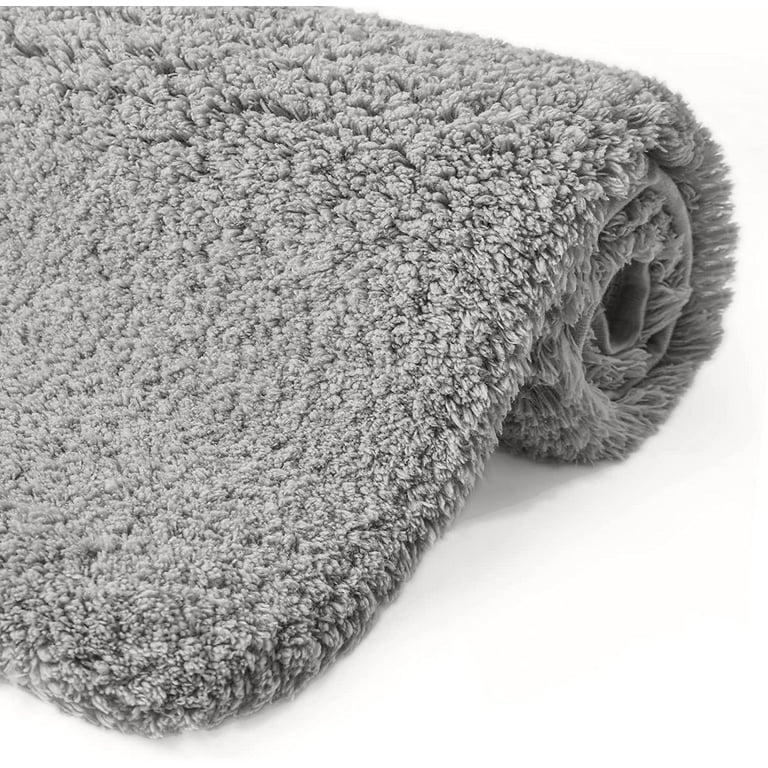 RORA Gray Bathroom Rugs Non Slip Shaggy Grey Bath Mat for Bathroom Fluffy  Plush Bath Rug Machine Washable Shower Rug Water Absorbent Carpet (32” x20”)