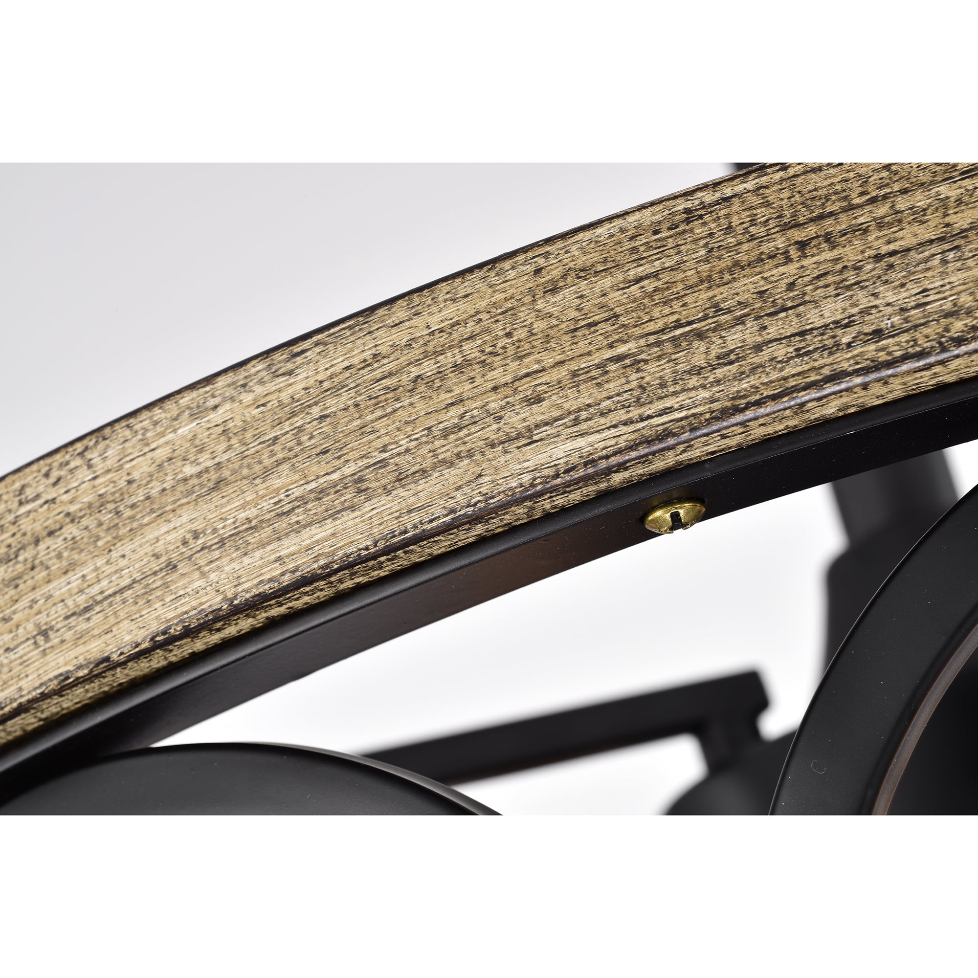 Catrin Matte Black+Imitation Wood Grain 21-Inch 4-Light Open Metal Drum Shade Fandelier