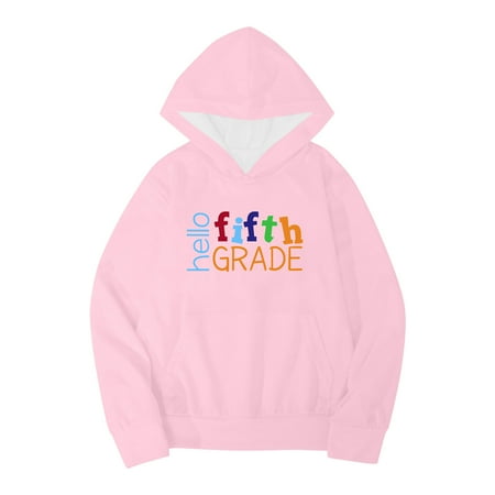 

Kids Hoodies for Boys Autumn Winter School Season Fifth Grade Letter Printed Long Sleeve Warm Tops Sweatshirts for Kids