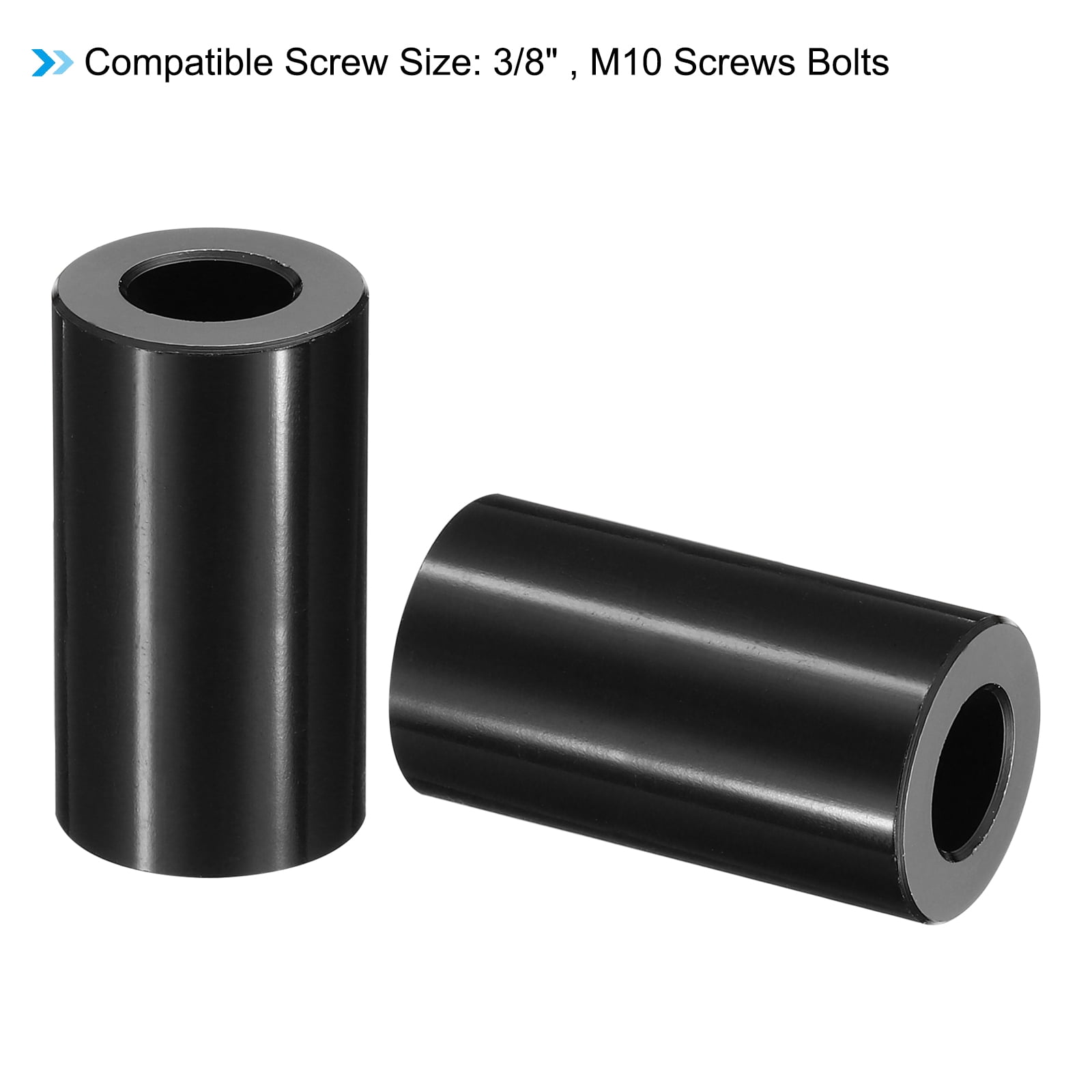 M10 Aluminum Spacers, 10 Pcs Metal Spacer Aluminum 3/8" ID x 3/4" OD x 1-1/2" L Standoff for 3/8" or M10 Screw Bolts