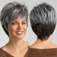 thumbnail image 4 of WXLCISI Synthetic Short Ombre Gray Pixie Haircut Wig with Bangs Glueless Layered Wig Wavy Grey to Black Wigs for Women, 4 of 8