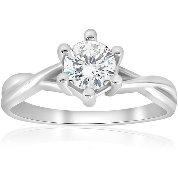 Pompeii 3/4 ct Twist Solitaire Diamond Engagement Ring 14K White Gold (H/I,I1-I2)
