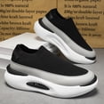thumbnail image 4 of CORASUN Men's Breathable Flyknit Sneakers, Chunky Platform Slip-on Athletic Shoes for Walking, Daily Commute & Outdoor Exercise, Black and Grey, 4 of 9