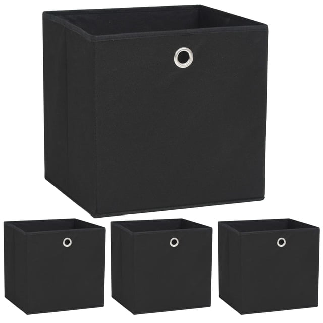 vidaXL Boîtes de Rangement 4 Pcs Tissu Non Tissé 32x32x32 cm Noir