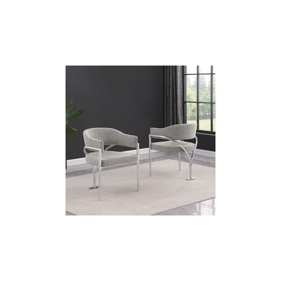 Best Quality Furniture Set of 2 Dining Side Chairs in Rich Gray Boucle Fabric