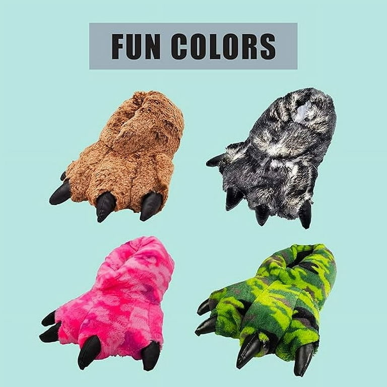 NORTY Unisex Adult Big Kid Little Kid Toddler Slip on Cozy Plush Animal Claw Paw Slippers