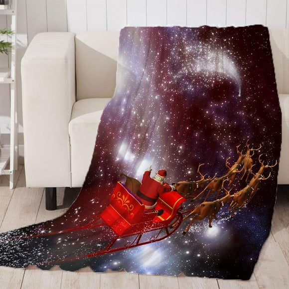 Tema De Navidad Impreso Suave Manta Sofá Sofá Sofá Throw 130x150,150cmx200cm Para Elección Sleigh_2 150x200cm Macarena Manta de franela