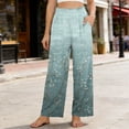 thumbnail image 2 of Edvintorg Summer Clothes for Women Lightweight Higah Waisted Flowy Wide Leg Trouser with Pockets Casual Pants for Women Light Blue S, 2 of 7