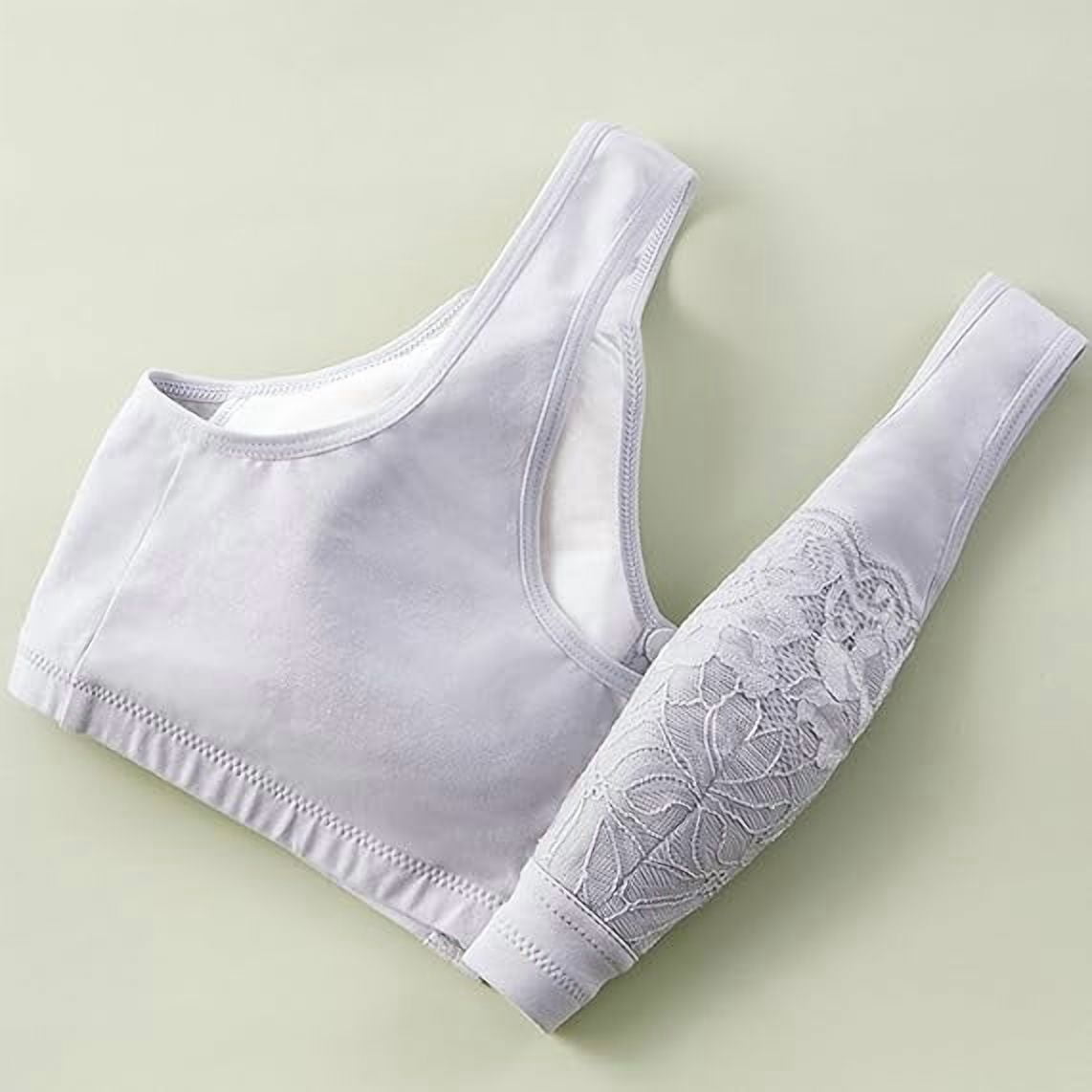 Lenocharm Bra, Posy Bra - Comfortable Front Button Wireless ShapingBra, Full Coverage Breathable CottonBra（Gray,Large）