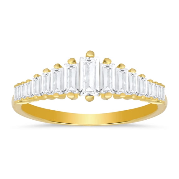 Kylie Harper 14k Yellow Gold Over Silver Art Deco Baguette-cut CZ Ring
