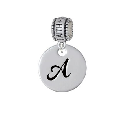 Large Script Letter - A - 3/4'' Disc - Faith Hope Love Charm Bead