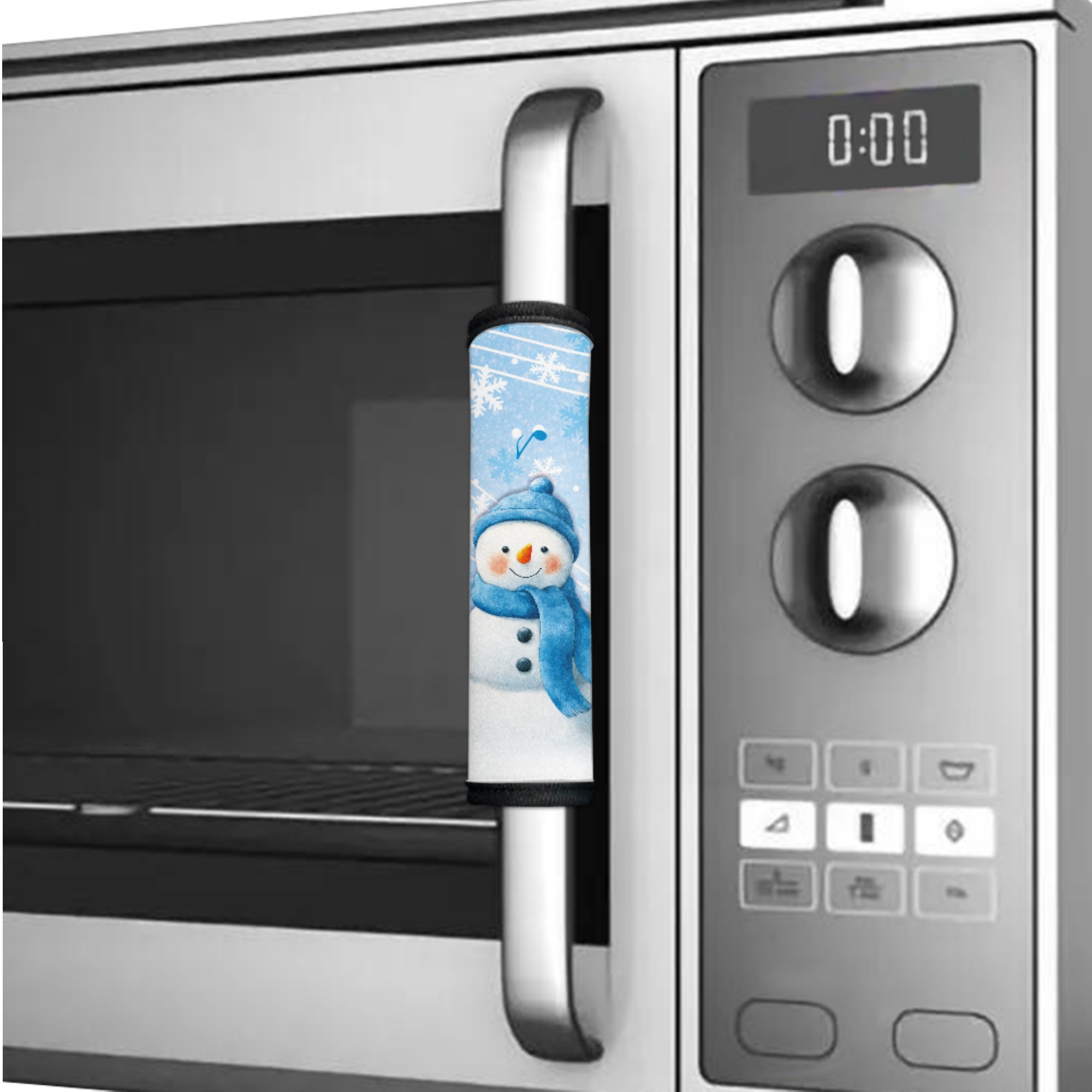 SEANATIVE Christmas Decor Refrigerator Oven Door Handle Covers Set of 6 Decorative Handle Sleeves Protector for Kitchen Oven Dishwasher Microwave, Snowman Snowflake Musical Note Blue