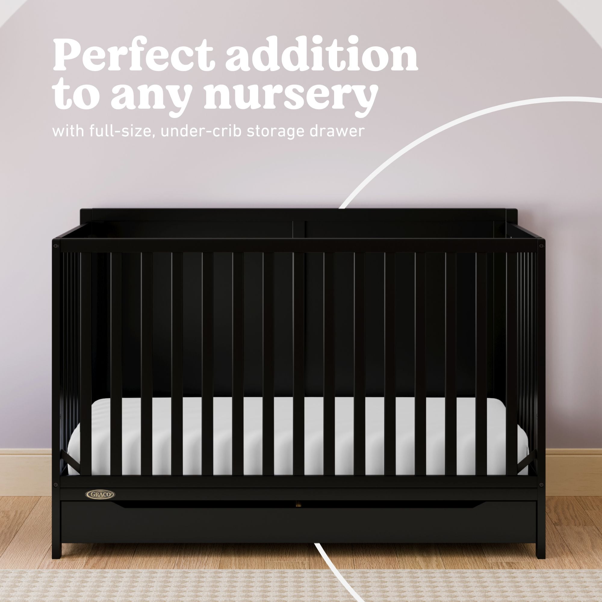 Graco Melrose 5-in-1 Convertible Baby Crib with Drawer, Black