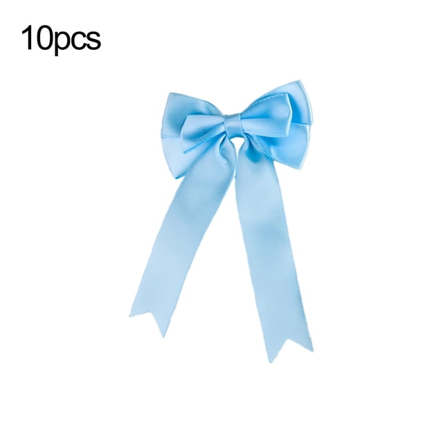 Light Blue 10Pc Christmas Handmade Polyester Satin Ribbon Bows With Dovetail Design For Christmas Tree Decoration Gift Wrapping Party Decor 0.17 Pounds