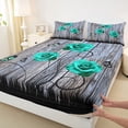thumbnail image 3 of Castle Fairy Teens Teal Rose Twin Sheet Sets,Romantic Flower Butterflies Bedding, 3 of 7