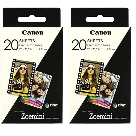 Papel adhesivo fotográfico Canon IVY ZINK, 2 x 3, paquete de 20 hojas