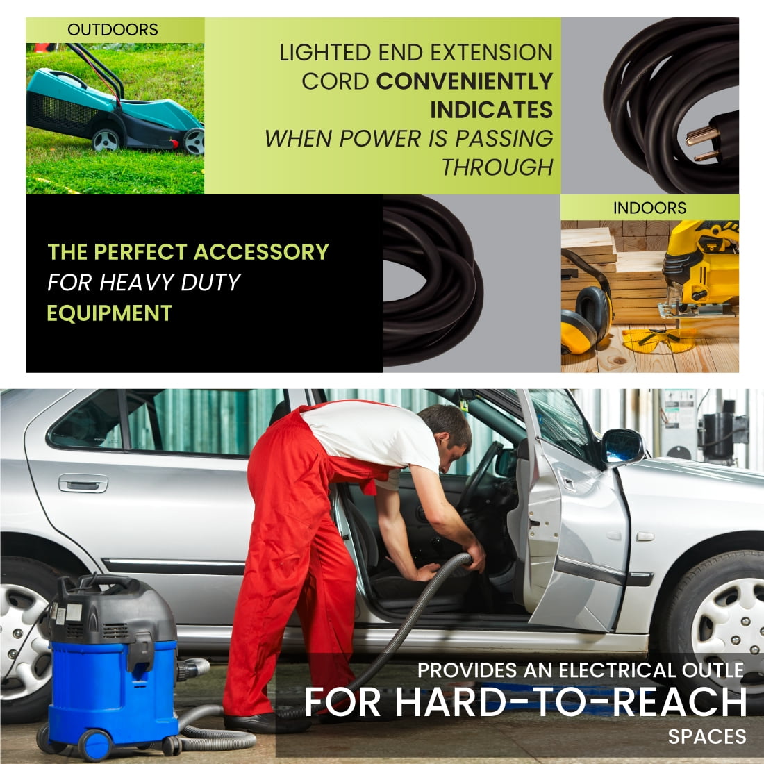 GoGreen Power 14/3 50' 13850BK Heavy-Duty Extension Cord, Black
