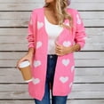 thumbnail image 2 of Cavosen Women's Knit Sweaters Tunic Length Heart Graphic Cardigan with Pocket Long Sleeve Stretch Outerwear Coats, 2 of 9