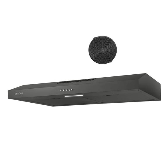 Range Hood 30 inch Under Cabinet Cooker Hood Stainless Steel Black Kitchen 230 Cfm Vent with LED Light Carbon Filter