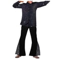 thumbnail image 4 of SHIXIAOO Homme Années 70 Garçons Classique Décontracté Rétro Paillettes Évasé Pantalon Décontracté Paillettes, 4 of 8