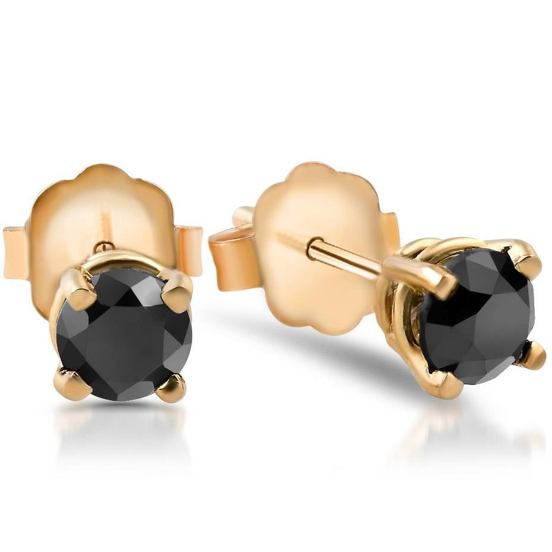 Pompeii 1/2 Ct Round Heat Treated Black Diamond 14K White Or Yellow Gold Stud Earrings in