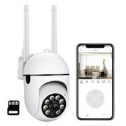 AURIGATE Security Cameras Wireless Outdoor-2.4G WiFi Home Security Cameras via Remote Control with Phone APP for 360° View, Color Night Vision, Works with Alexa/Google Home, with 16g SD Card