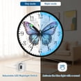 thumbnail image 5 of Voice Activated Clock with Glow Light 12 Inch Large Silent Wall Clock Battery Operated for Home Decor Blue Butterfly, 5 of 8