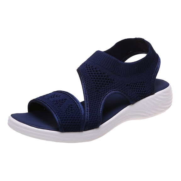 Yuanlong Womens Sandals Fashion Solid Color Breathable Mesh Open Toe Casual Flat Sandals Slip On Walking Shoes