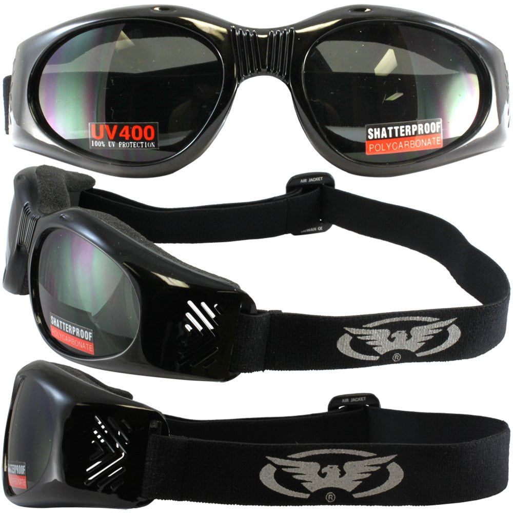Air Jacket Smoked Motorcycle Goggles Padded for Dust Storm