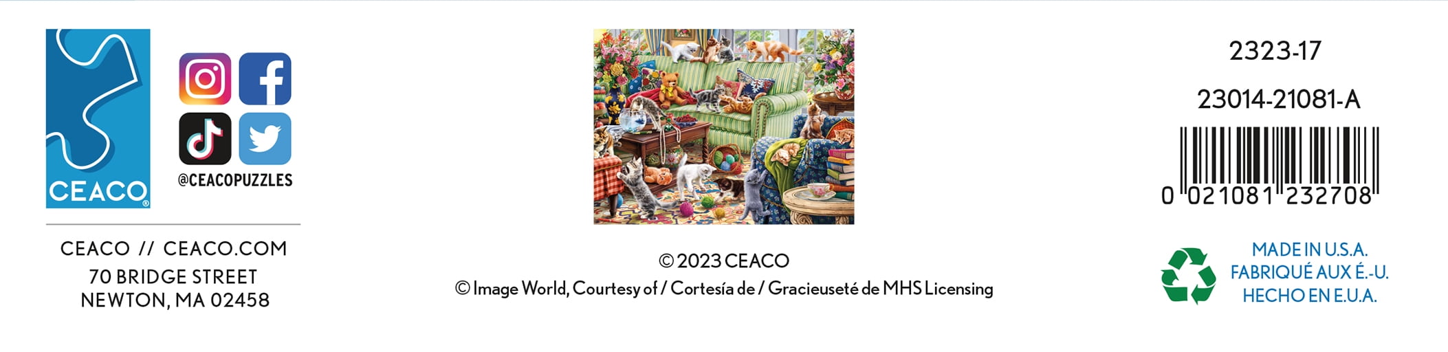 Ceaco Kitty Chaos (Image World) Sarah Wong 500 Piece Interlocking Jigsaw Puzzle