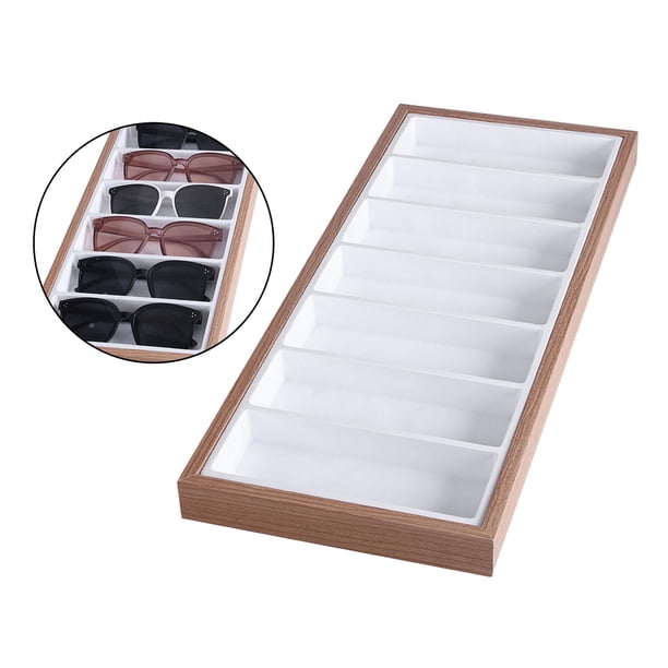 Caja de almacenamiento de gafas de sol para gafas, organizador de vitrinas blanco Hugo Bandeja de exhibición de gafas de sol