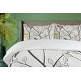thumbnail image 4 of Ambesonne Nature Duvet Cover Sets, Birds Wildlife Cartoon, 2-Queen, Mustard Maroon, 4 of 7