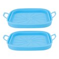 thumbnail image 3 of 2 Pcs Fryer Silicone Liner Heat Resistant Easy Cleaning Reusable Fryer Basket with Handles Blue, 3 of 9