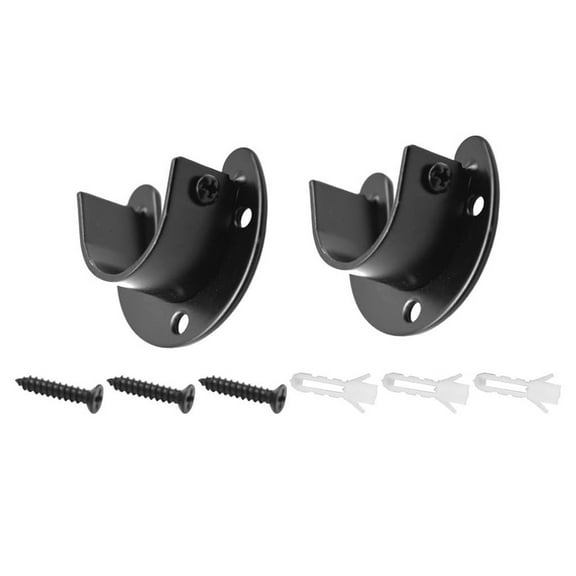 2Pc U-Shape Closet Clothes Pole Rod Flange Support Holder Socket Bracket