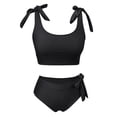 thumbnail image 5 of RUTAYY Women's Bikini Sets Solid Color High Waist Swimwear Tankini Tops with Bottom Sports Swimming Trendy Vacation Swimsuit, 5 of 5