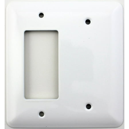 - Mulberry Princess Style White Three Gang Combination Switch Plate - One GFI/Rocker Opening One Blank