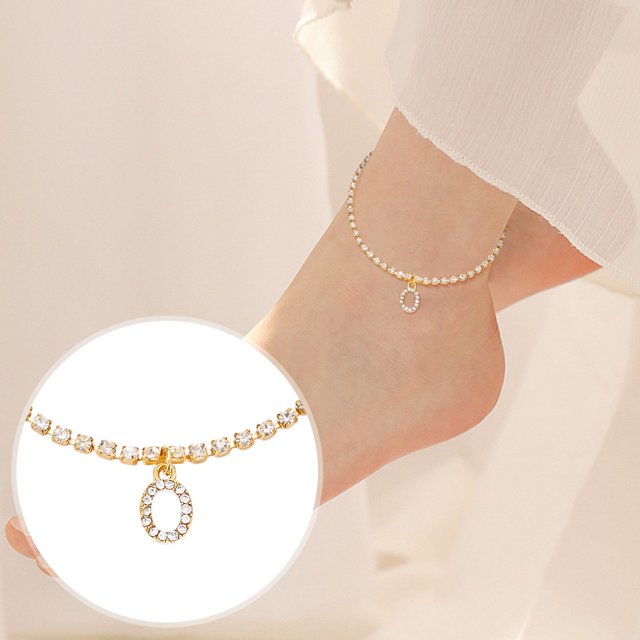 Anklet Europe and America 26 Letters Diamond Chain Holiday Wind Beach Ins Anklet Foot Chain European and American 26 Letter Diamond Chain Vacation Style Beach Ins Foot Chain