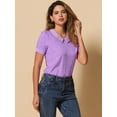 thumbnail image 2 of DARING DIVA Women's Peter Pan Collar Polka Dots Short Sleeve Tops M Light Purple, 2 of 6