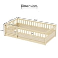 thumbnail image 2 of Twin Size Floor Bed, Montessori Wooden Floor Bed Frame, Integral Construction with Super High Security Barrier And Door, Natural, 2 of 4
