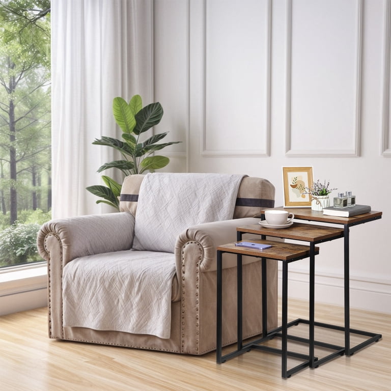 ZENSTYLE Set of 3 Nesting Side Table MDF End Tables Metal Frame
