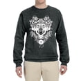 thumbnail image 2 of Drawn Tribal Wolf Animal Lover Unisex Crewneck Graphic Sweatshirt, Heather Black, X-Large, 2 of 3