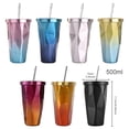 thumbnail image 3 of Kearding Taza de agua con botellas de paja para niños y adultos, tetera de viaje para senderismo, taza de café y bebida de acero inoxidable, vajilla Utensilios de cocina Oro Púrpura Kearding HA066249-05, 3 of 6