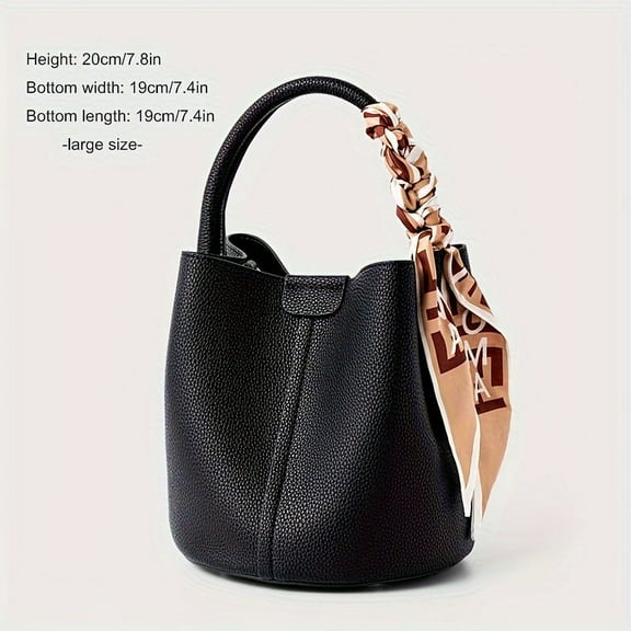 MICHROE Genuine Leather Bucket Bag Stylish Solid Color Handbag Women‘s Mini Crossbody Bag