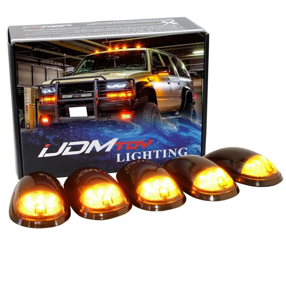 5pc Smoked Lens Amber LED Cab Roof Marker Light Kit For Dodge RAM 1500 2500 3500 Ford F-Series Chevy/GMC Trucks etc